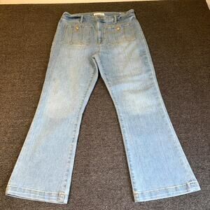 Loft The Kick Crop Jeans Womens 28/6 Blue Denim Light Wash Pockets Casual Boho